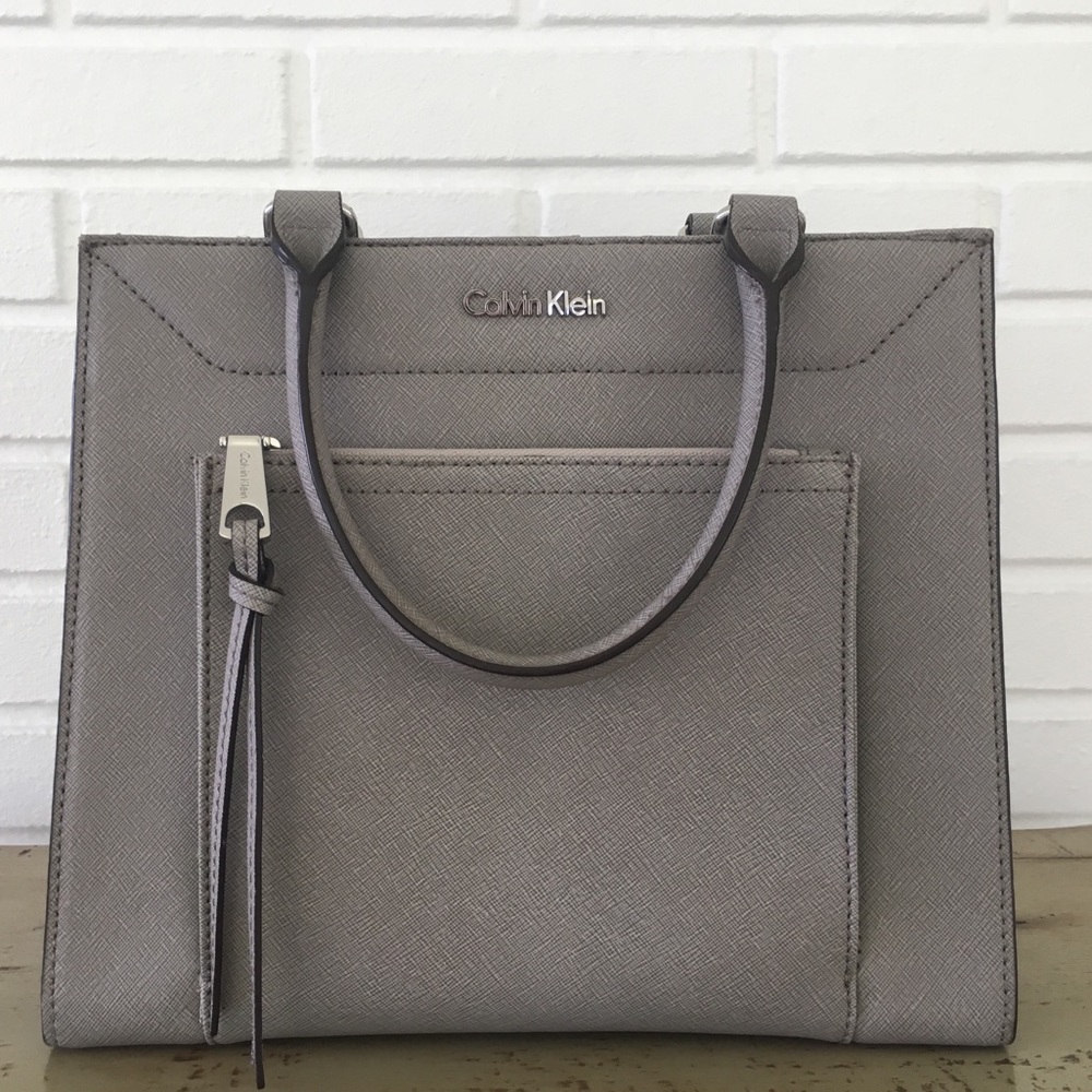 Calvin Klein Gray Structured Satchel/Shoulder Bag